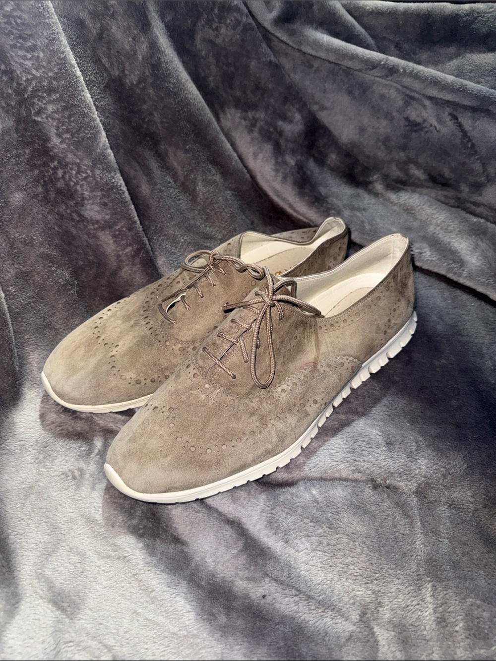 Cole Haan zero Grand Men's Suede Wingtip Lace-Up Sneakers - Taupe